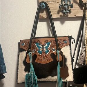 Brown and Black Women's Tote Bag